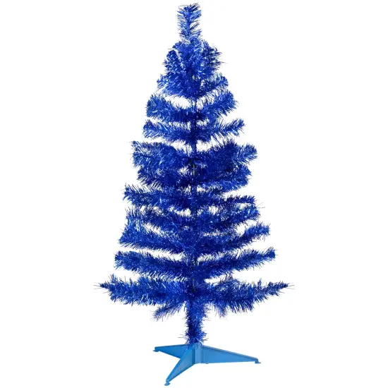 Northlight Artificial Tinsel Christmas Tree - 3' - Deep Blue - Unlit {3}