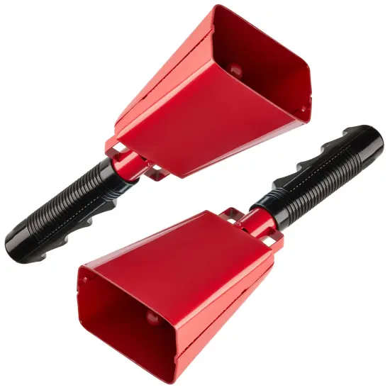 2 Pack 9-inch Cowbells for Sporting Events, Percussion Noise Makers with Handle for Football Games, Stadiums (Red) {5}