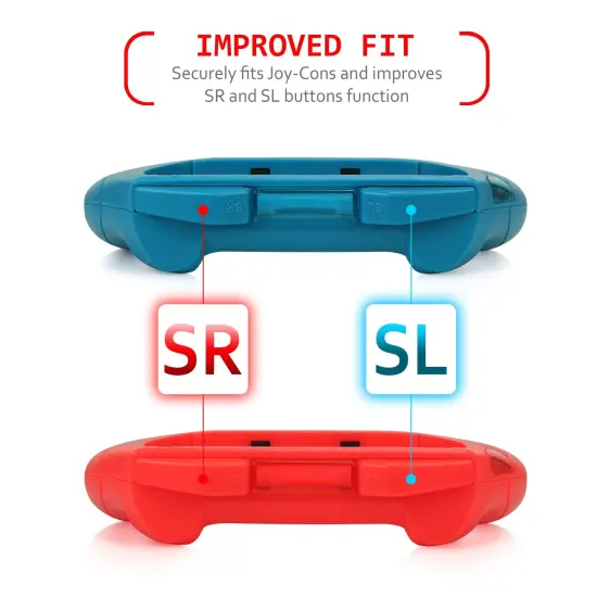 2 Pack Controller Grips for Nintendo Switch Joy Con Controllers & OLED Model, Protective Handheld Holder, Red/Blue {5}