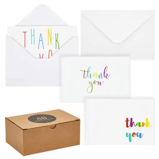 48 Pack 4x6-inch Bulk Thank You Cards with Envelopes - Appreciation Gift Note for Teachers and Kids (6 Assorted Designs) {5}