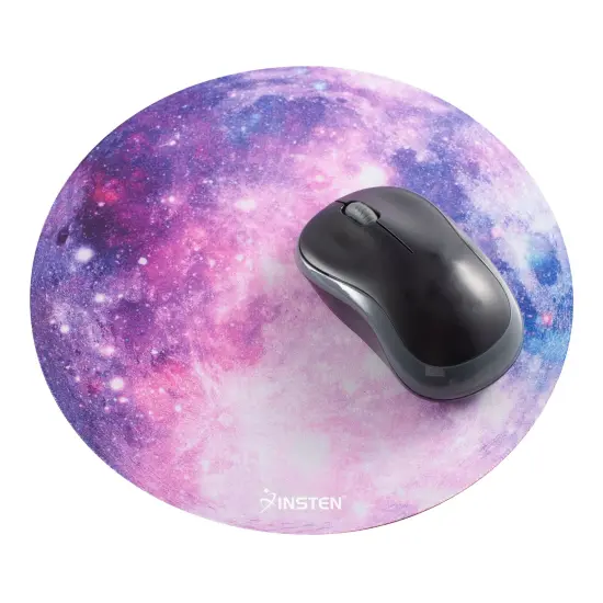 Insten Galaxy Mouse Pad for Computer Desk Laptop, Small Round Desktop Mat, Purple Space, Non-Slip Rubber {5}