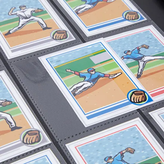 9 Pocket Trading Card Binder with Zipper for Baseball, Gaming, and Sports Cards, Black and Gold Faux Leather, Holds up to 360 Cards (14 x 11 In) {5}