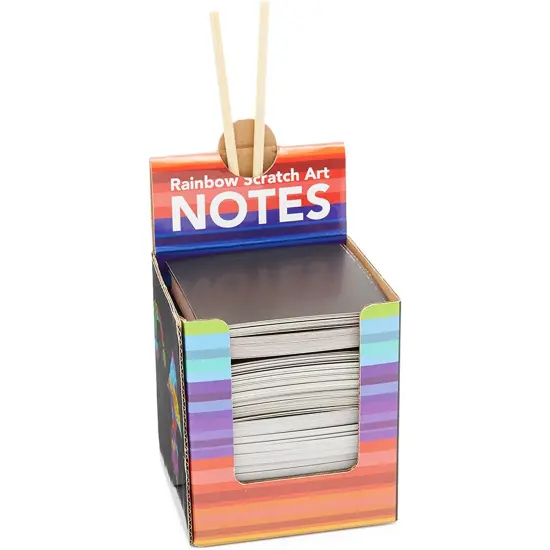 Rainbow Scratch Off Notes with 2 Wood Styluses Sticks (3.5 in, 300 Sheets) Black {4}