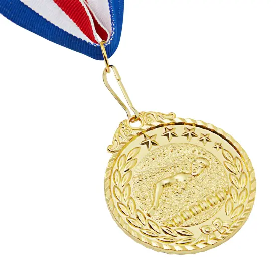 12Pack Swimming Medals with Ribbons for All Ages, Gold Medals for Awards, 2 Inch Diameter with 15 Inch Ribbon Loop {4}