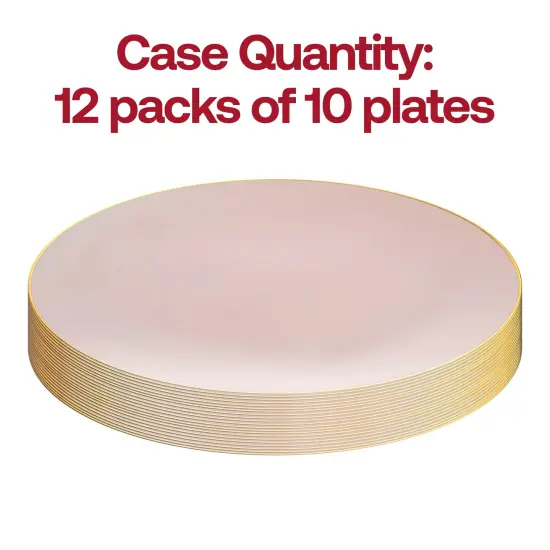 Pink with Gold Organic Round Disposable Plastic Dinner Plates - 10.25" (120 Plates) {4}