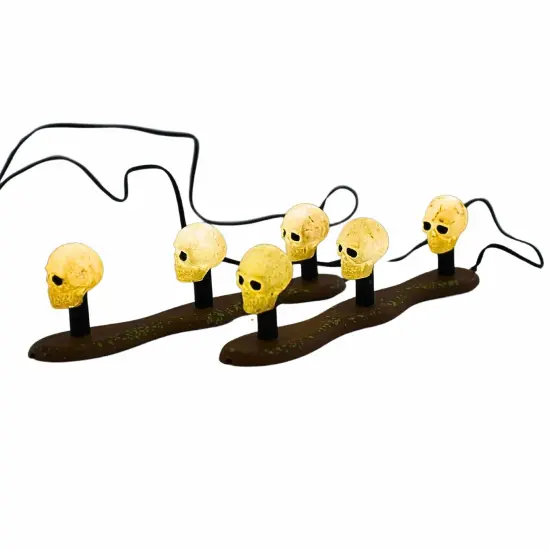 Department 56 Villages 1.0 Inch Skull Lawn Lights Halloween Halloween Village , Halloween Decor Village Halloween White {1}