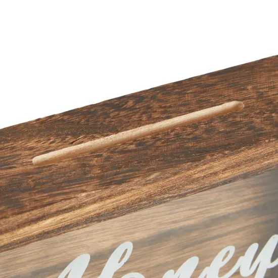 Wood Honeymoon Fund Box Wedding Gifts, Shadow Piggy Bank, Rustic Home Decor Supplies (7x7 In) Brown {5}