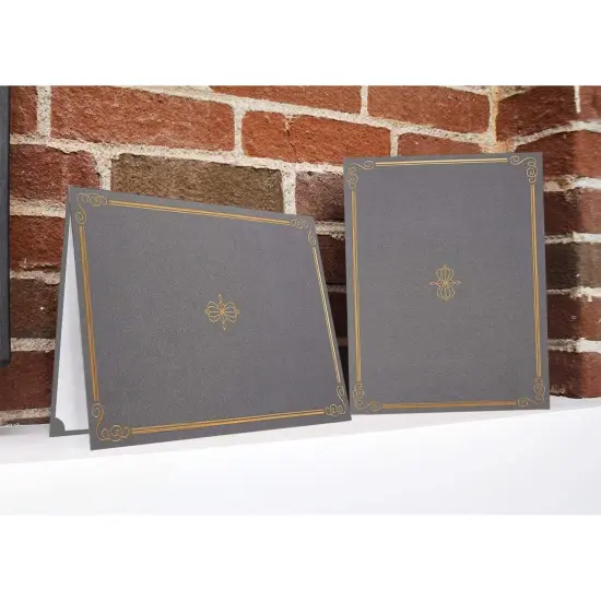 Diploma Cover Holders for Letter-Sized Award Certificate, Gold Border (Grey, 12 Pack) {2}