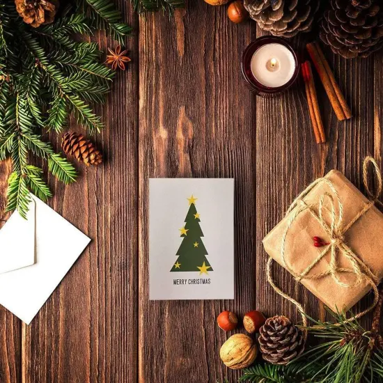 Sustainable Greetings 48 Pack Merry Christmas Cards with Envelopes, 4.5 x 6.25" Bulk Festive Holiday Assortment Greeting Cards for Xmas, 6 Funny Tree Designs White {3}