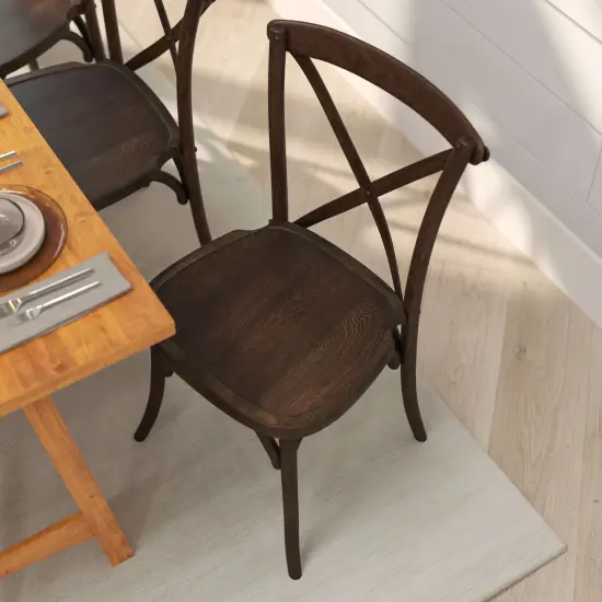 Merrick Lane Davisburg Stackable Wooden Cross Back Bistro Dining Chair Early American {12}