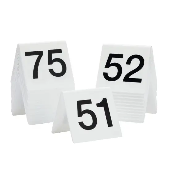 Set of 25 Acrylic Table Numbers for Wedding Reception, Plastic Tent Cards Numbered 51-75 for Restaurants, Banquets (3 x 2.75 x 2.5 In) Black {1}