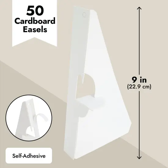 50 Pack Self Stick 9 Inch Cardboard Easel Backs, Picture Frame and Art Stand for Painting, Photos, Artwork, Crafts (White) {4}