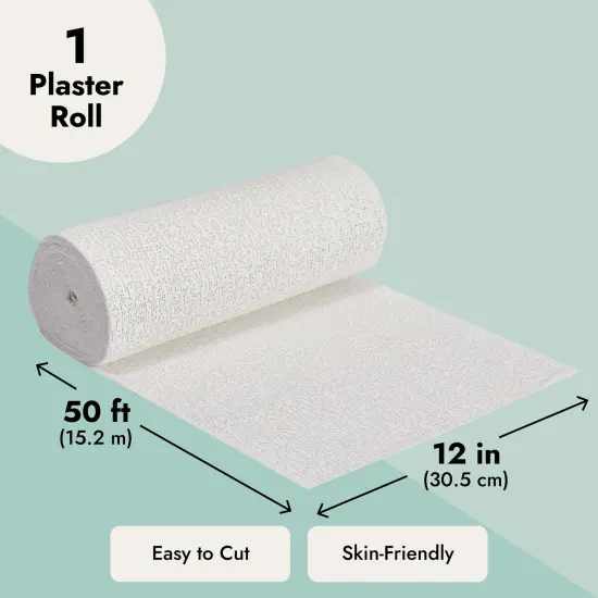 Plaster Cloth Roll for Belly Casting, Mask Making, Paper Mache Paste Sculptures, Arts and Crafts (12 in x 50 ft, Large) White {3}