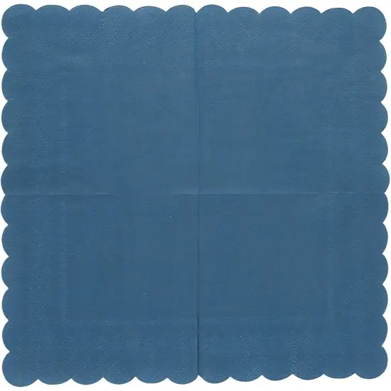 100 Pack Navy Blue Paper Napkins, Disposable Scalloped Cocktail Napkins for Party Supplies (5x5 In) {5}