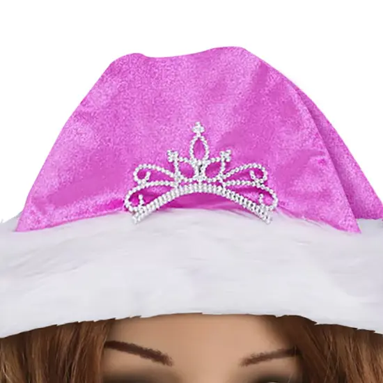 Holiday Living One Size Fits Most Pink Plush Santa Hat {3}