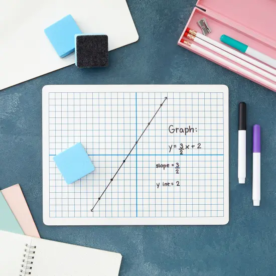 24 Piece Set - 12 Pc XY Axis Graph Whiteboard 9 x 12 inches, Dry Erase Double-Sided Lap Board with Erasers for Students, Classroom Supplies {2}