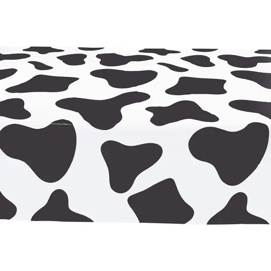 Cow Print Tablecloth for Farm Animal Party (54 x 108 in, 3 Pack) White {6}