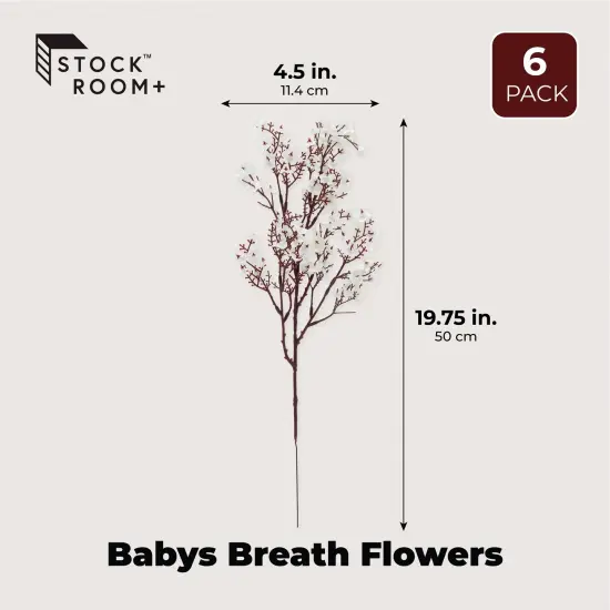 6 Pack Silk Artificial Baby's Breath Flowers with Stem, Babies Breath Faux Flower Bouquet, Fake Floral Arrangement for Table Centerpiece Decorations (20 in, White) {3}