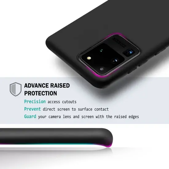 Matte Black Soft Flexible TPU Ultra Slim Phone Case Skin, Anti-Scratch Shockproof Compatible with Samsung Galaxy S20 Ultra 6.9" / Ultra 5G by Insten {2}