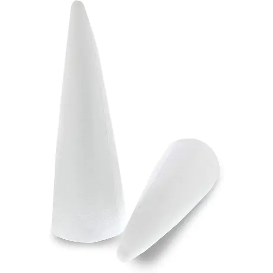 2 Pack Foam Cones for Crafts, DIY Art Projects, Handmade Gnomes, Trees, Holiday Decorations (5.25x14.5", White) {5}
