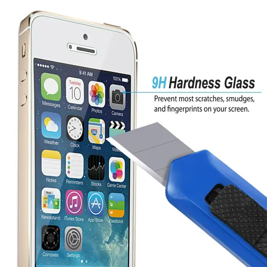 Insten Tempered Glass Screen Protector LCD Guard for iPhone SE 2016 5 5S 5C (NOT for iPhone SE 2020) Red {5}