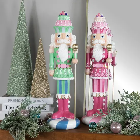 Northlight Pastel Christmas Candy Nutcracker King - 21.75" - Green {4}