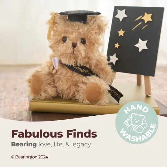 Bearington Collection Ken Grats Graduation Plush Teddy Bear Stuffed Animal, Black Cap, 7 Inch, For Ages 3-14 Brown {3}