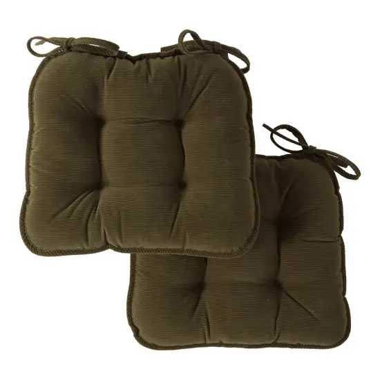 Corduroy Dining Chair Pads (Set of 2) Olive {7}