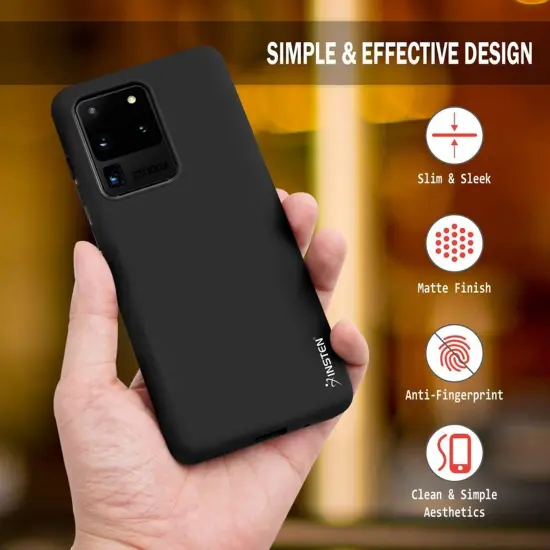 Matte Black Soft Flexible TPU Ultra Slim Phone Case Skin, Anti-Scratch Shockproof Compatible with Samsung Galaxy S20 Ultra 6.9" / Ultra 5G by Insten {6}