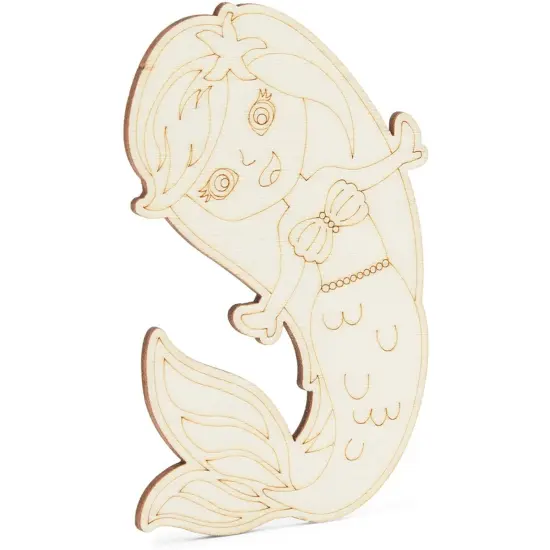 24 Pieces Unfinished Sea Creatures Wood Cutouts for Crafts, Wooden Ocean Animals (Turtle, Seahorse, Starfish, Mermaid) Brown {6}