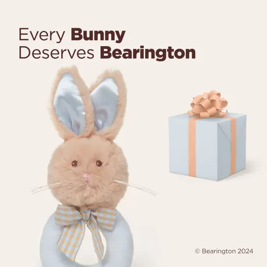 Bearington Collection Baby Lil' Bunny, 5.5 In Plush Bunny Rabbit Stuffed Animal, Soft Baby Rattles and Plush Rings Gift, For Ages 0-14 Blue {5}
