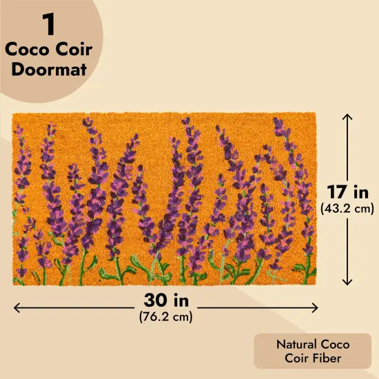 Juvale Lavender Door Mat – Welcome Mat for Front Door, Indoor, Outdoor, Entryway Welcome Rug for Patio, Porch – Coco Coir Doormat (17x30 inches) Brown {3}