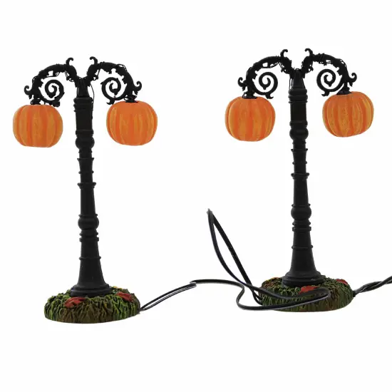 Department 56 Villages 4.25 In Lit Hallow's Eve Street Lamps Halloween Halloween Village , Halloween Decor Jack-O-Lanterns Fall Leaves Multicolored {2}