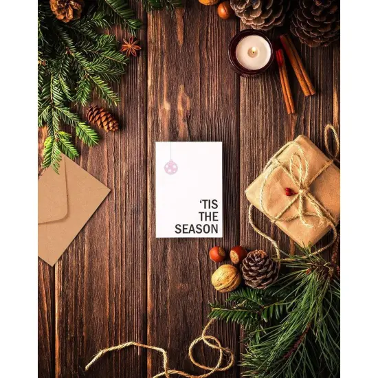 48-Pack Merry Christmas Greetings Cards with Envelopes Set, 4x6 Xmas Note Cards Box Set for Festive Seasons, Holiday Cards Bulk, 6 Minimalistic Designs White {2}