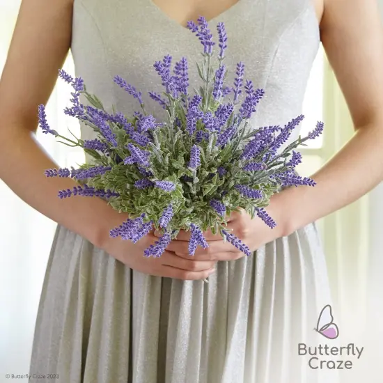 Butterfly Craze Lifelike Artificial Lavender Plants - Perfect for Crafting, Home Decor, and Weddings, Pair with Fake/Dried Flowers like Purple Roses, Nearly Natural Faux Silk Flowers, 8-Piece Bundle {7}