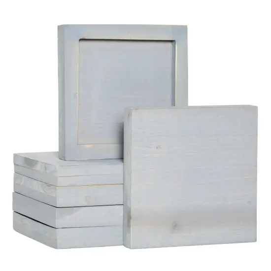 6 Pack Gray Washed Craft Wood Board Panels with Hardware Included for DIY Signs, Paintings (5 x 5 In) Grey {1}