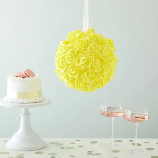 100 Pack 3-Inch Stemless Yellow Roses, Artificial Flowers for Decoration, Wall Art, Wedding, Valentine's {3}