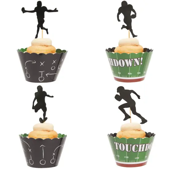 69 Piece Football Party Decorations Kit, Banner, Balloons, Cake and Cupcake Toppers, Cupcake Wrapper Multicolor {5}