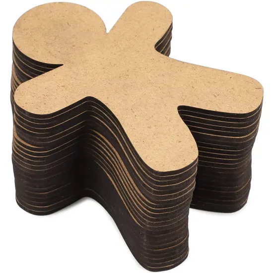 Bright Creations 24 Pack Wooden Gingerbread Men for Crafts, Wood DIY Christmas Ornaments, Festive and Fun Gingerbread Men Decorating Kit for Xmas Celebrations and Gatherings (3.5 x 4.5 In) Brown {7}