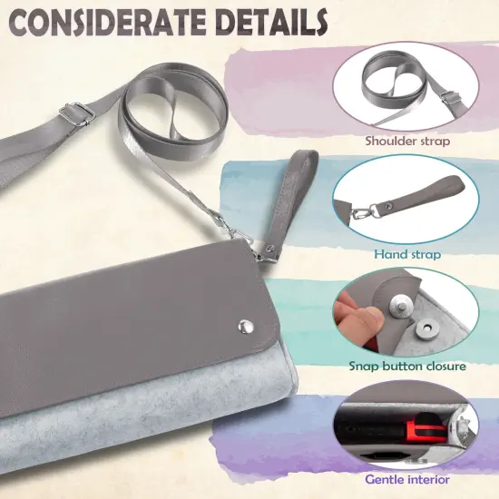 Insten Carrying Case Purse For Nintendo Switch and OLED Model, PU Leather Cover Travel Bag Sleeve Pouch, With Detachable Shoulder and Hand Strap For Girls Boys Women, Gray Grey {4}