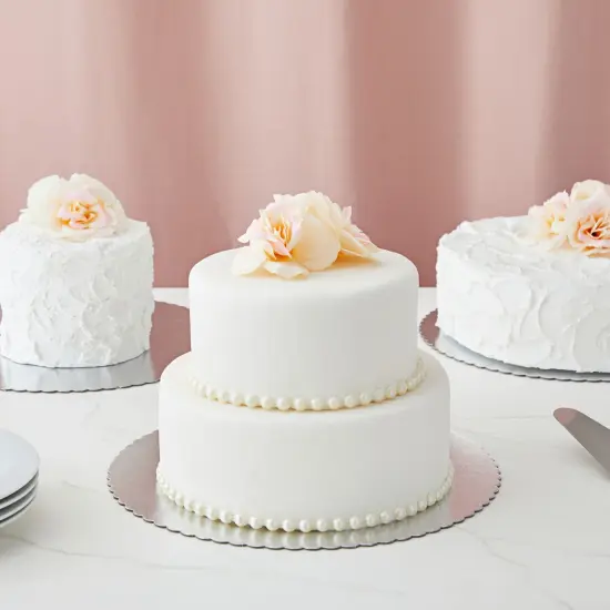 12-Pack Cake Boards 12 Inch, Elegant Round Scalloped Boards for Bakeries, Baking Desserts, Cake Decorating, Sturdy Cardboard Material, Disposable (Silver, 12x12x0.08 in) {3}