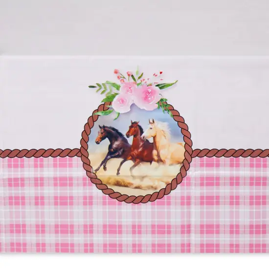 3 Pack Horse Plastic Table Covers, Cowgirl Birthday Party Supplies for Girls (54 x 108 In) Pink {3}