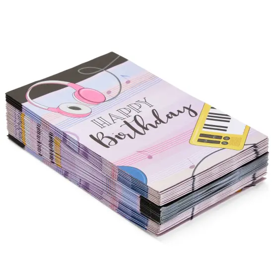 36 Pack Happy Birthday Music Party Favor Bags for Goodies, Gifts, Treats (Pink, 6 x 3 x 9 In) {7}