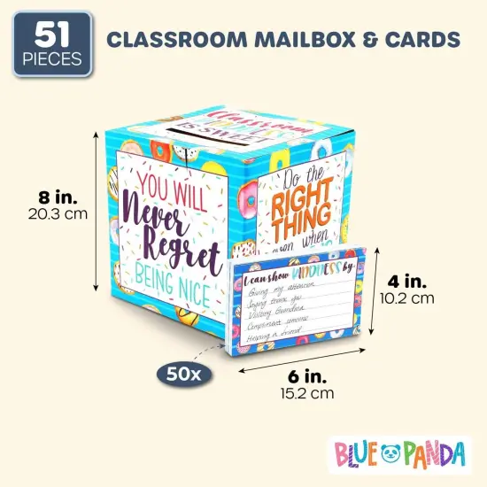 Classroom Kindness Cards and Ballot Box for Elementary Students (8x8 In, 50 Cards) White {2}