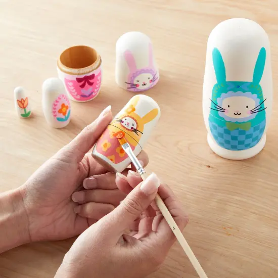 5 Piece Set of Unpainted Blank Russian Nesting Dolls for DIY Crafts, Art Projects Brown {4}