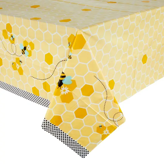 3 Pack Bee Tablecloth, for Kids Birthday Party, Baby Shower, Bumble Bee Gender Reveal Decorations, (54 x 108 In) {5}