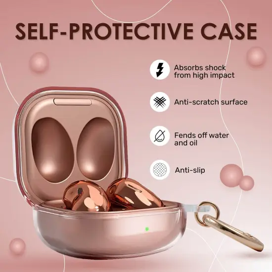 Insten Case For Samsung Galaxy Buds Pro Case (2021) / Galaxy Buds Live Case (2020) Soft TPU Protective Cover with Keychain, Support Wireless Charging, Clear {2}