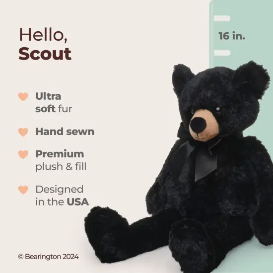 Bearington Scout Plush Stuffed Animal Black Bear Teddy, 16" {2}