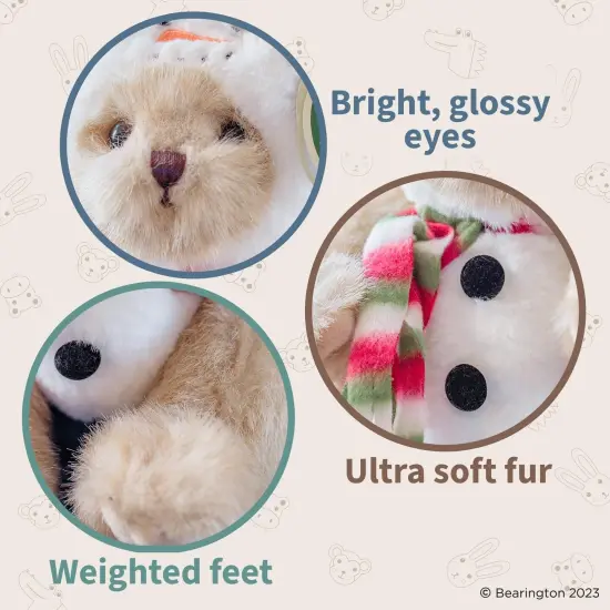 Bearington Frost E Bear Christmas Stuffed Animal, 10 Inch Snowman Plush Christmas Teddy Bear, For Ages 3-14 Brown {3}