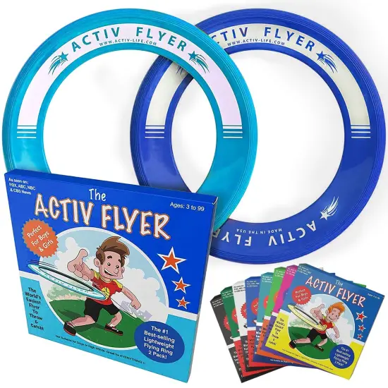 Activ Life 2 Pack Flying Rings for Kids, Fun Beach Toys, Gifts for Boys & Girls Aged 3-14, Cool Family Outdoor Games, Play at Swimming Pool, Playground, Basket Fillers Birthday Presents, Cyan/ Blue {1}